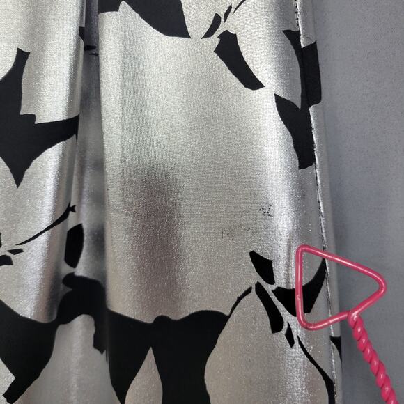 En Focus Studios Maxi Dress Womens 4 Black Silver Shimmer Floral Mesh Sleeveless - Picture 9 of 13